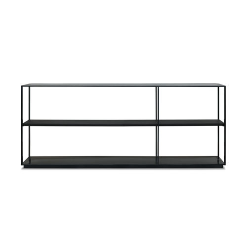 Étagère basse - MONACO - Röshults - contemporaine / en acier inoxydable / en cuir