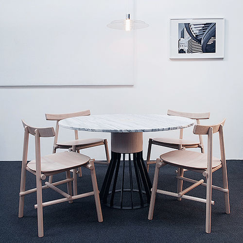 Table à manger contemporaine - MEWOMA - LA CHANCE - en métal / en marbre / en chêne