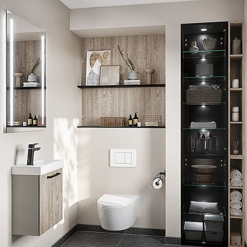 Salle de bain contemporaine - HOSPITABLE - nobilia - en bois / pour petite pièce