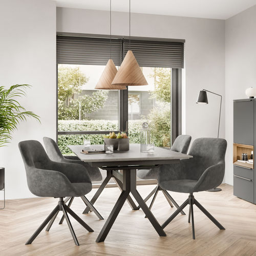 Table à manger contemporaine - Paris  - nobilia - en bois / en béton / en ardoise