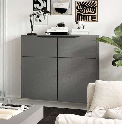 Buffet mural - LINE N CURVE - nobilia - contemporain / en bois laqué / gris