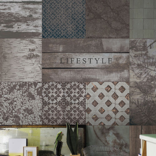Papier peint contemporain - WORN TILES M9202 - WALLS REPUBLIC - vintage / rustique / en tissu