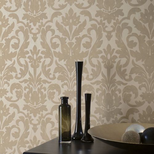 Papier peint de style - DALARNI TAUPE SR1867 - WALLS REPUBLIC - en tissu / damas / métallisé