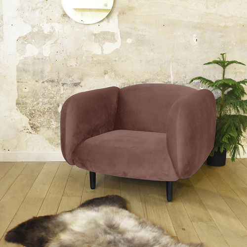 Fauteuil contemporain - MOÏRA - ENO STUDIO - en velours / marron / bleu
