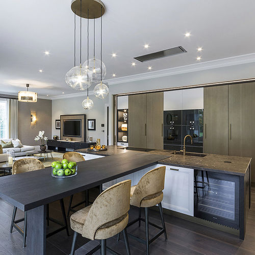 Cuisine contemporaine - D90 - TM Italia - en bois / en pierre / avec îlot
