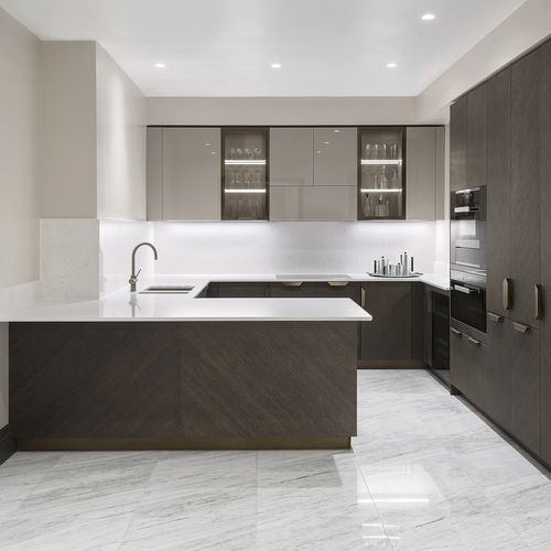 Cuisine contemporaine - D90 - TM Italia - en bois / en verre / en quartz