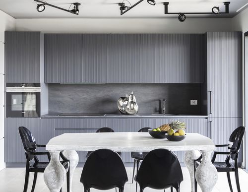 Cuisine contemporaine - 202110 - TM Italia - en chêne / en bois laqué / compacte