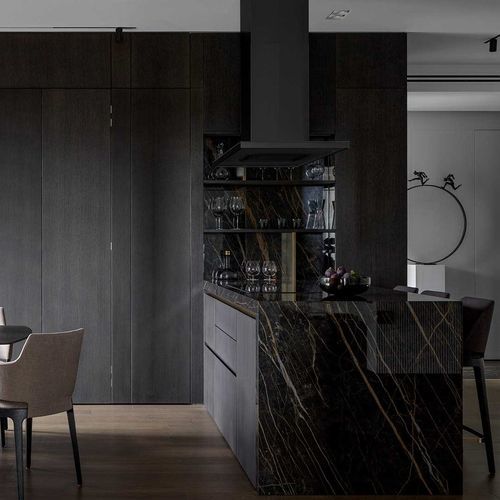 Cuisine contemporaine - 202101 - TM Italia - en placage de bois / en chêne / en MDF laqué