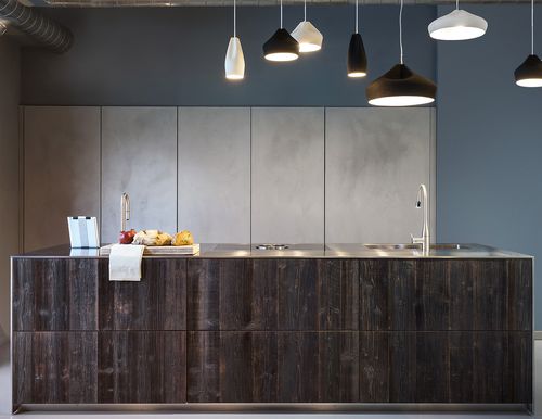 Cuisine contemporaine - 20161102 - TM Italia - en bois / en acier / avec îlot