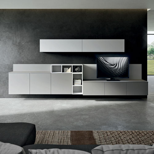 Ensemble TV mural contemporain - LIVING MODULARITY - DIBIESSE - en bois laqué