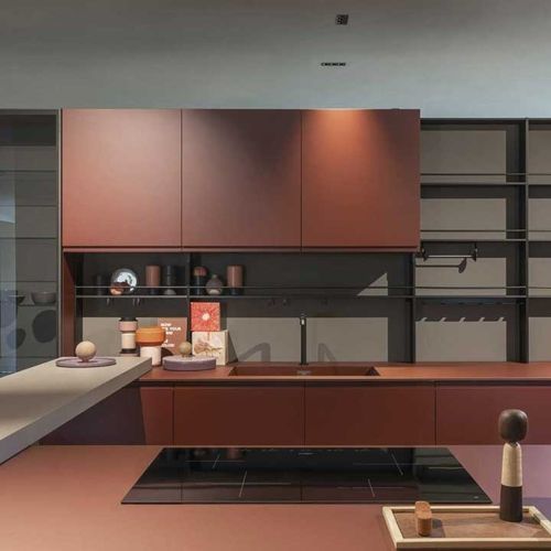 Cuisine contemporaine - SMILE - DIBIESSE - en MDF laqué / en mélaminé / avec îlot