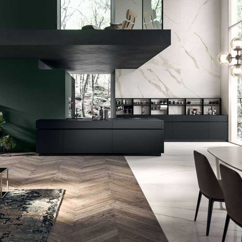 Cuisine contemporaine - AREA 22 - DIBIESSE - en placage de bois / en chêne / en bois laqué
