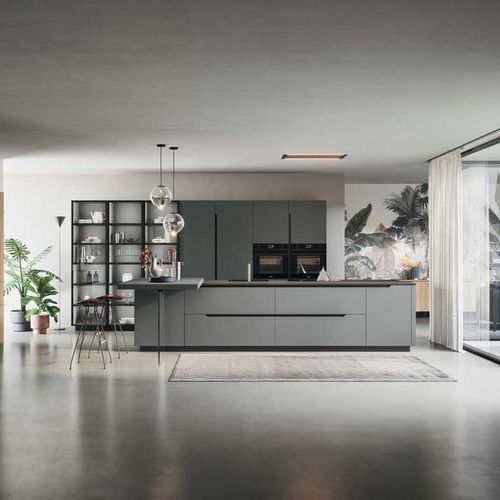 Cuisine contemporaine - Lesmo - DIBIESSE - en bois / en ciment / en stratifié