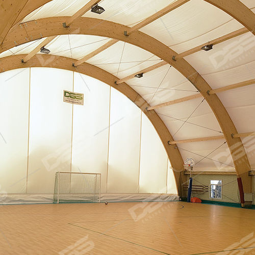 Structure tendue sur ossature en bois - WOODEN HALLS - DBS Mont - pour couverture / avec membrane en pvc / pour espace public