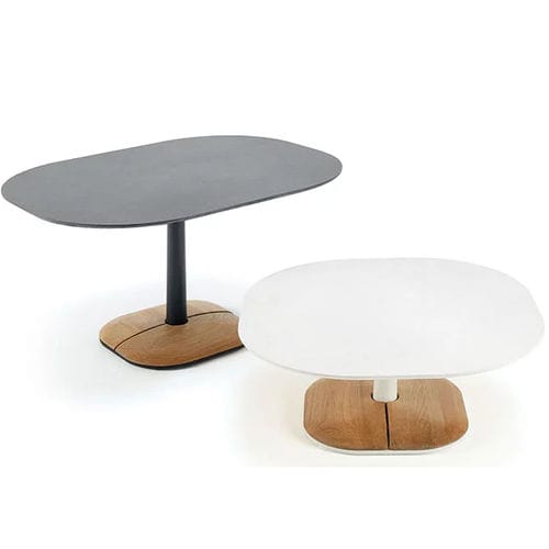 Table basse contemporaine - Enjoy - Ethimo - en teck / en métal / en céramique