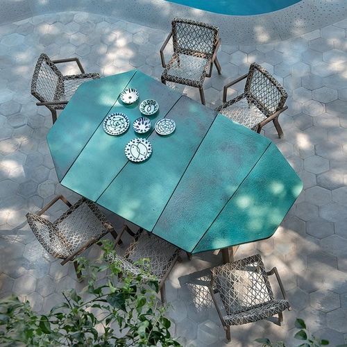 Chaise de salle à manger contemporaine - Rafael - Ethimo - d'extérieur / en teck / en corde