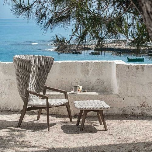Fauteuil contemporain - Knit - Ethimo - en tissu acrylique / en polypropylène / en corde