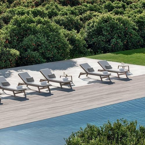 Bain de soleil contemporain - Costes - Ethimo - en tissu acrylique / en teck / de jardin
