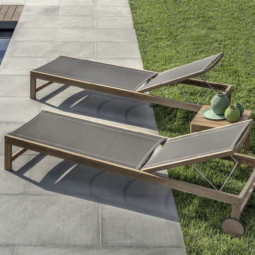Bain de soleil contemporain - Sand - Ethimo - en tissu / en teck / en teck