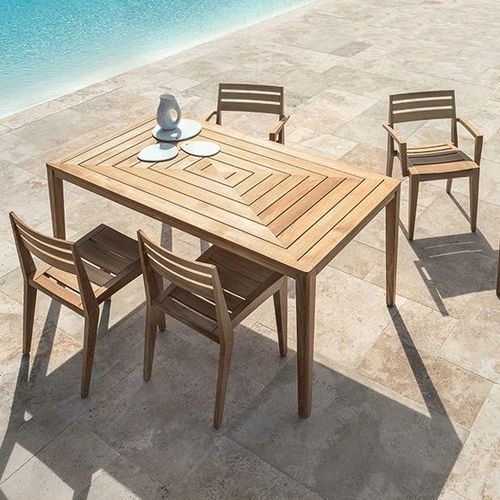 Table contemporaine - Friends - Ethimo - en teck / avec piètement en teck / rectangulaire