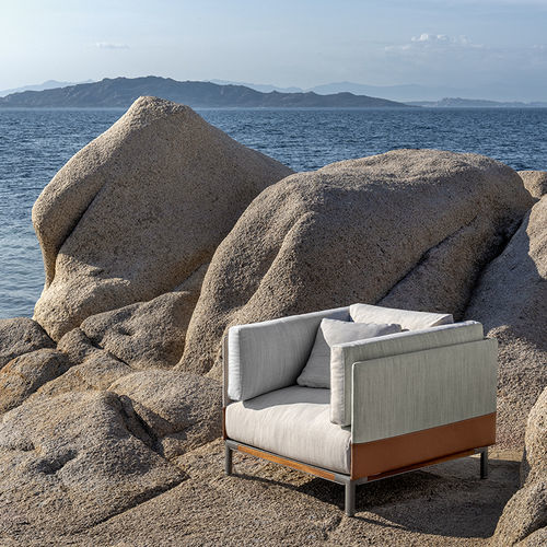 Fauteuil contemporain - Baia - Ethimo - en lin / en simili cuir / en polypropylène