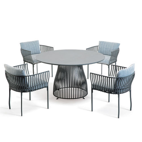 Table à manger contemporaine - Venexia - Ethimo - en céramique / avec piètement en aluminium / ronde