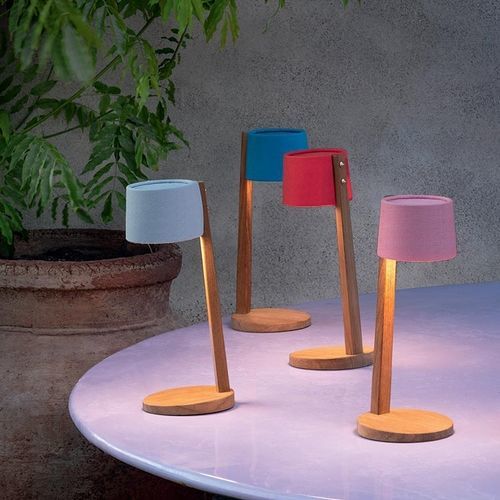 Lampe de table - Gaia - Ethimo - en teck / en polyester / contemporaine
