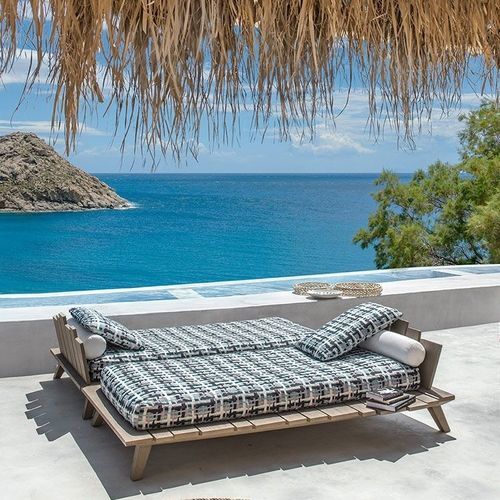 Bain de soleil contemporain - Rafael - Ethimo - en polyester / en polypropylène / en teck