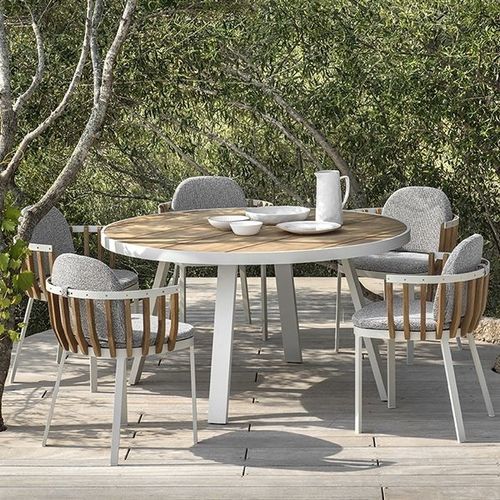 Table contemporaine - Swing - Ethimo - en teck / avec piètement en aluminium / rectangulaire