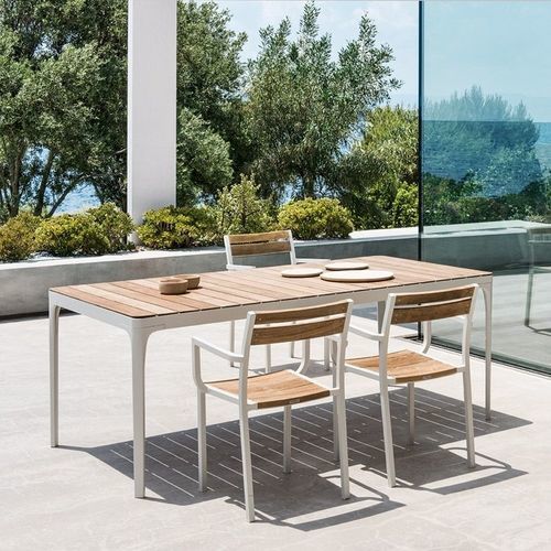 Table contemporaine - Play - Ethimo - en teck / en aluminium / en céramique