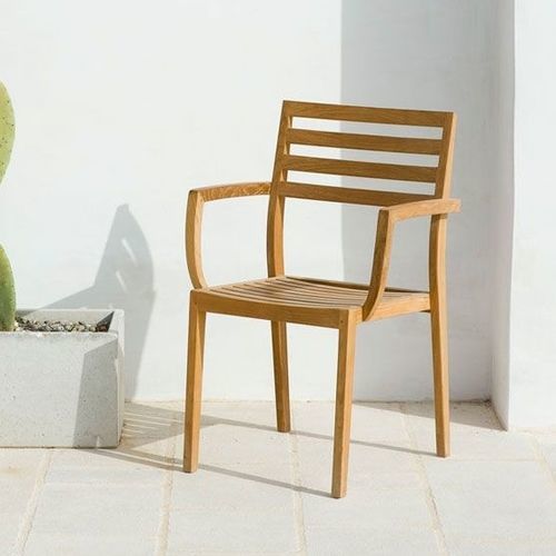 Chaise contemporaine - Stella - Ethimo - d'extérieur / en tissu acrylique / en teck