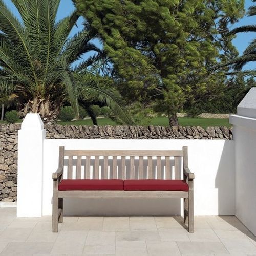 Banc de jardin contemporain - Notting Hill - Ethimo - en teck / en acajou / avec dossier