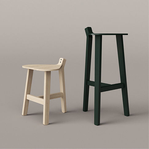 Tabouret de bar contemporain - BRONCO - karakter - en bois / professionnel / noir