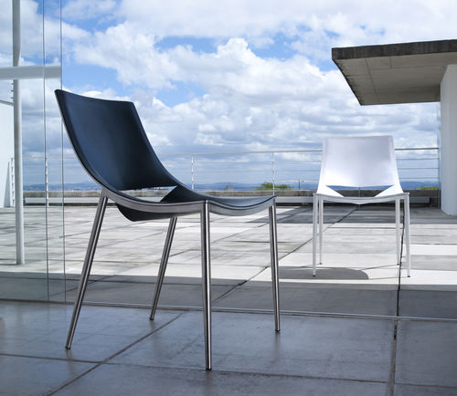 Chaise de salle à manger contemporaine - SLOANE - MODLOFT - en cuir / avec piètement en métal / résidentielle
