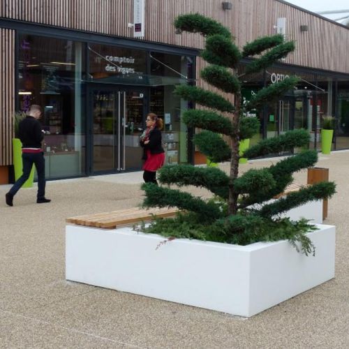 Banc avec jardinière intégrée - PLANTADOR - URBASTYLE - contemporain / en bois / en béton