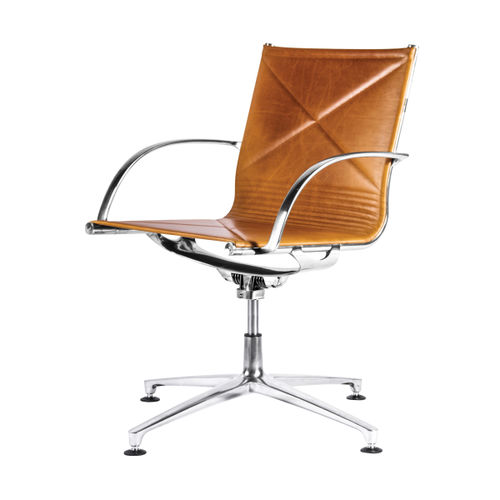 Chaise visiteur contemporaine - 1208 - Engelbrechts - d'intérieur / en cuir / en aluminium