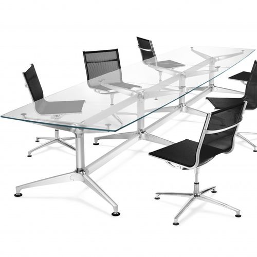 Table de réunion contemporaine - 12 SERIES - Engelbrechts - en aluminium / en verre / avec piètement en métal