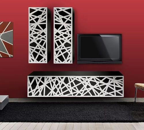 Meuble TV contemporain - MAFURN 1 - BOHEME DESIGN - en stratifié / blanc / noir