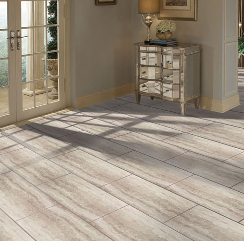 Revêtement de sol en PVC - PEEL & STICK : OYSTER TRAVERTINE - Novalis International - résidentiel / pour le tertiaire / en dalles