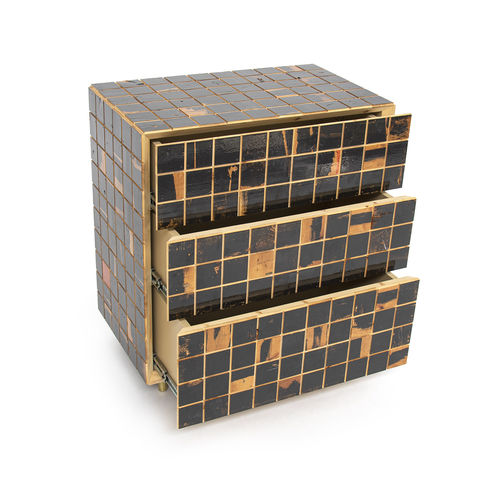 Commode contemporaine - WASTE WASTE - piet hein eek - en bois / 3 tiroirs / noire