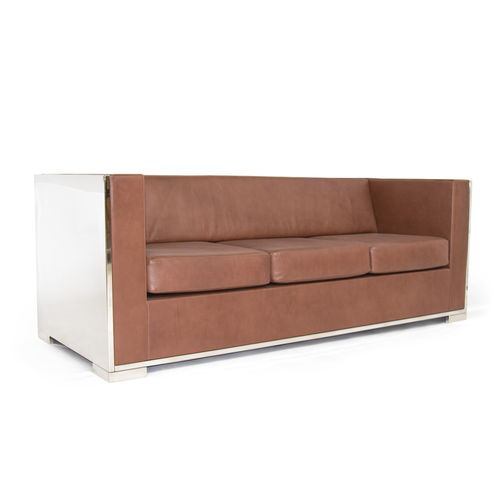 Canapé contemporain - GLOSSY  - piet hein eek - en cuir / marron / en laiton nickelé