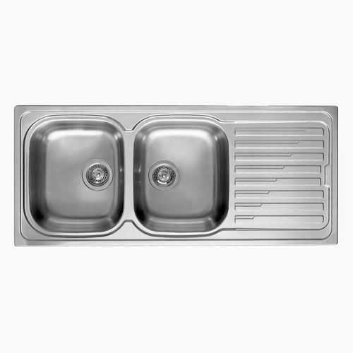 Évier 2 bacs - SKY 500 - ELLECI - avec égouttoir / en inox / encastrable