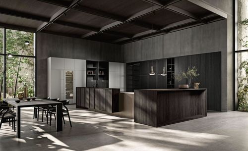 Îlot de cuisine moderne - TAI O - Key cucine - en pierre calcaire / en marbre / en métal laqué