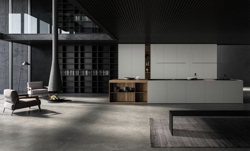 Cuisine contemporaine - TWINS - Key cucine - en aluminium / en aluminium laqué / en chêne naturel