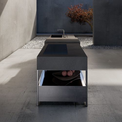 Îlot de cuisine en pierre de lave - ECHOES - Key cucine - en acier inoxydable / de petite taille / à usage domestique