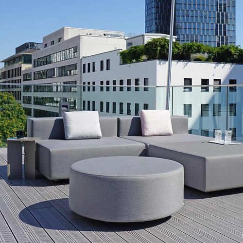 Ottoman contemporain - JOJ - april furniture - en tissu / en acier inoxydable / rond