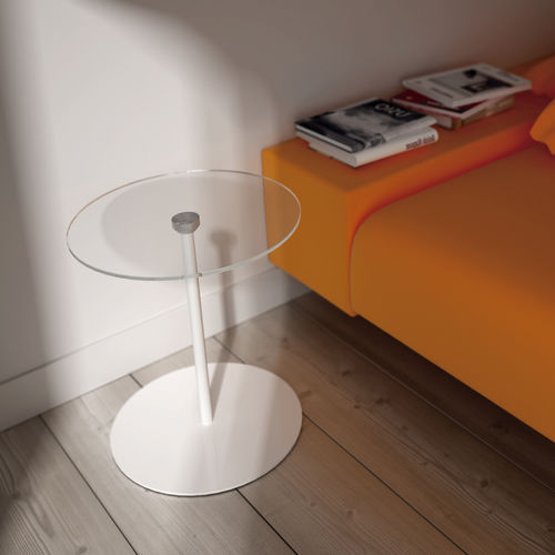 Table d'appoint contemporaine - MILL - Systemtronic - en MDF laqué / en verre trempé / avec piètement en acier