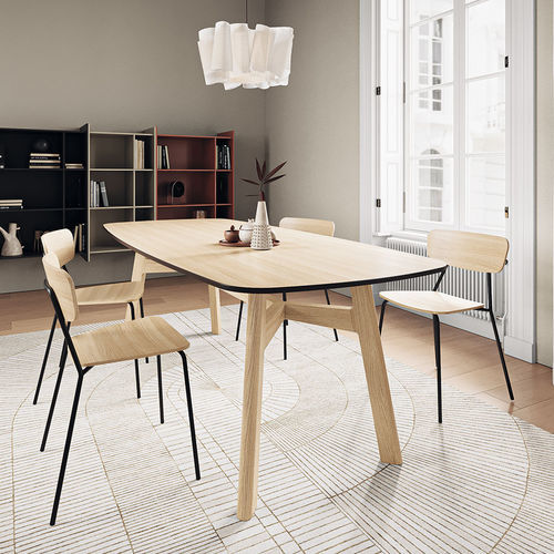 Table à manger design scandinave - Gem - Sculptures Jeux - en placage de bois / en chêne naturel / en stratifié