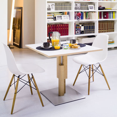 Table basse contemporaine - Duetto - Sculptures Jeux - en chêne / en stratifié / avec piètement en acier inoxydable