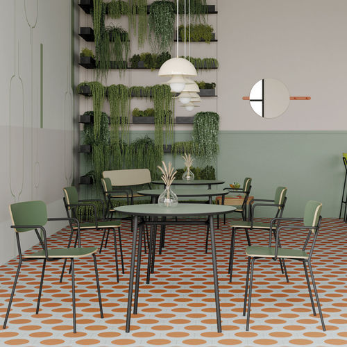 Table à manger contemporaine - Ibetta - Sculptures Jeux - en chêne / en noyer américain / en stratifié